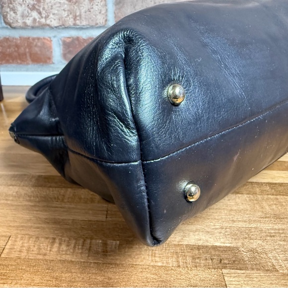 Anne Fontaine Parisa Black Leather Embossed Floral Dome Satchel Bag - Picture 10 of 12